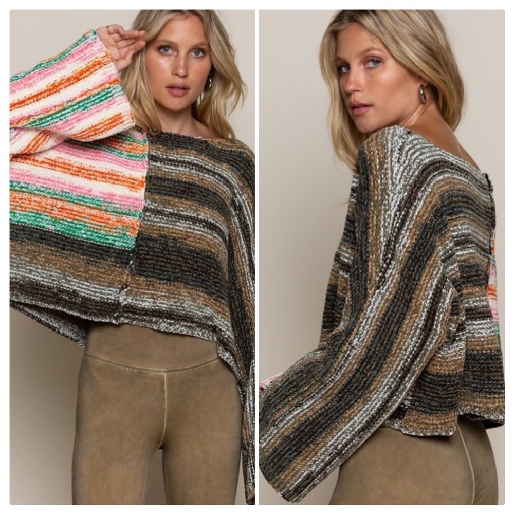 POL Rainbow Forest Sunshine Poncho Top - Picture 7 of 10